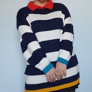 Colorful collard sweater
